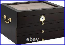 Humidor Supreme Palermo Large Cigar Humidor Wood Box, Cedar-70-165 Cigar Storage