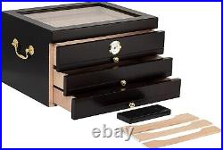 Humidor Supreme Palermo Large Cigar Humidor Wood Box, Cedar-70-165 Cigar Storage