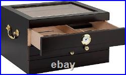 Humidor Supreme Palermo Large Cigar Humidor Wood Box, Cedar-70-165 Cigar Storage