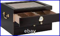 Humidor Supreme Palermo Large Cigar Humidor Wood Box, Cedar-70-165 Cigar Storage