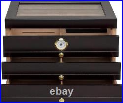 Humidor Supreme Palermo Large Cigar Humidor Wood Box, Cedar-70-165 Cigar Storage