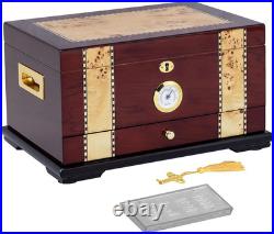 Humidor Supreme Solana Desktop Cigar Humidor with Accessory Drawer, Spanish Ceda