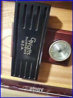 Humidor With G WATTS USA Wood Lined 10 1/4x8 3/4x4 1/2 Cigars Cherry Color