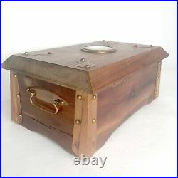Humidor Wood Box w Clock Cedar Chest #385 1924 Cigar Box By Sturdi USA