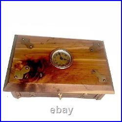 Humidor Wood Box w Clock Cedar Chest #385 1924 Cigar Box By Sturdi USA