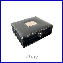 Jcr m Art Deco Style Humidor Lidded Box by Silver Match, French, Unworn