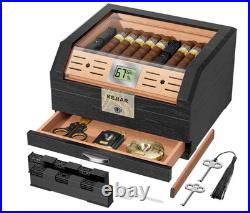 KEJIAR Cigar Humidor Cedar Wood Lined Humidor for 45-60 Cigars, Acrylic Top Ciga