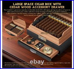 KEJIAR Cigar Humidor Cedar Wood Lined Humidor for 45-60 Cigars, Acrylic Top Ciga