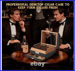 KEJIAR Cigar Humidor Cedar Wood Lined Humidor for 45-60 Cigars, Acrylic Top Ciga