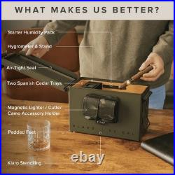 Klaro Humidors The Smoke Box Green 50 cal Humidor Holds 30-40 cigars