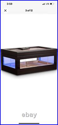 LED Lighted Humidor Cigar Box for 100 Cigars with Digital Hygrometer, Crystal Ge LED Lighted Humidor Cigar Box for 100 Cigars with Digital Hygrometer, Crystal Ge