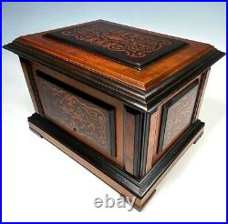 LG Antique French Cigar Caddy, Cabinet, Box 13 Marquetry Chest Holds 48 Cigars