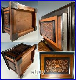 LG Antique French Cigar Caddy, Cabinet, Box 13 Marquetry Chest Holds 48 Cigars