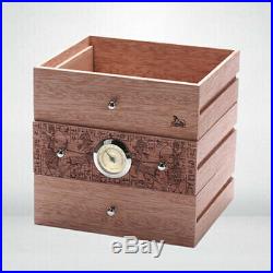 LUBINSKI Cedar Wood Cigar Humidor Case Box 3 Drawer Cabinet Humidifier 100 Cigar