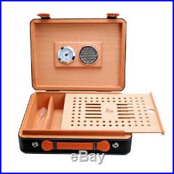 LUBINSKI Cigar Humidor Humidifier Box Cedar Handbag Moisturizing Case 25 Cigars