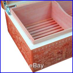 LUBINSKI Cigar Humidor Storage Box Solid Cedar Wood withHygrometer Up to 75 Cigars