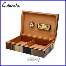 LUBINSKI Luxury Cedar Wood Cigar Humidor Case Box with Humidifier Hygrometer