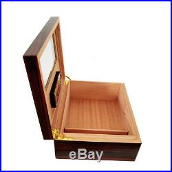 LUBINSKI Solid Cedar Cigar Humidor Case Box with Humidifier Hygrometer 20 Cigars