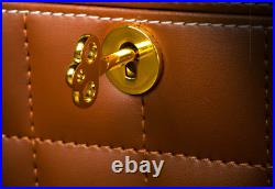 LUBINSKI mini Home Brown Leather Cedar Wood Cigar Humidor Box