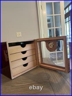 Lacquered Mahogany 4 Drawer Cigar Humidor Cabinet New in Box Lacquered Mahogany 4 Drawer Cigar Humidor Cabinet New in Box