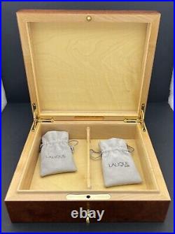 Lalique Paris, Crystal Burlwood, Madrona Cigar Humidor Box, 9.44 x 8.46