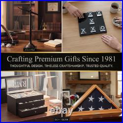 Landon Blue Carbon Fiber Cigar Humidor, 50-Cigar Box with Hygrometer