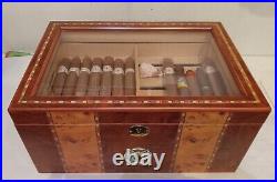 Large 14 Wooden Desktop Cigar Humidor Box Great Gift