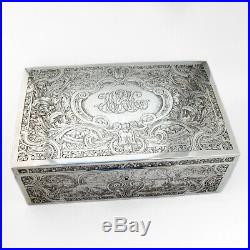 Large Acid Etched Box Cigar Humidor Sterling Silver William Kerr