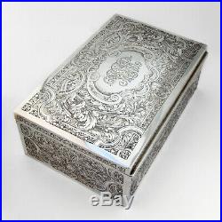 Large Acid Etched Box Cigar Humidor Sterling Silver William Kerr