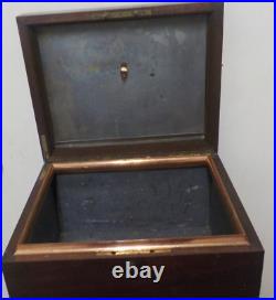 Large Antique Cigar Humidor Box, Wood Case, Fully Lined Interior