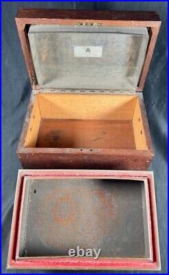 Large Antique Mahogany Benson and Hedges Metal Lined Cigar Humidor Box