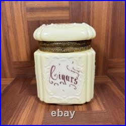 Large Antique Victorian C. F. Monroe Wavecrest Cigars Humidor Glass Jar Box