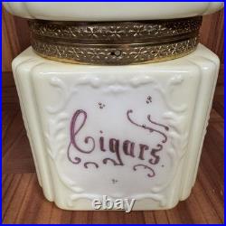 Large Antique Victorian C. F. Monroe Wavecrest Cigars Humidor Glass Jar Box