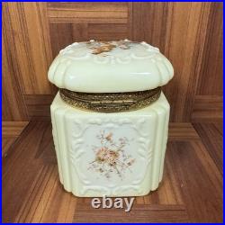 Large Antique Victorian C. F. Monroe Wavecrest Cigars Humidor Glass Jar Box