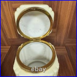 Large Antique Victorian C. F. Monroe Wavecrest Cigars Humidor Glass Jar Box