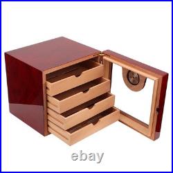 Large Capacity Cedar Wood 4 Drawer Cigar Humidor Cabinet Box With Humidifier