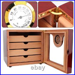 Large Capacity Cedar Wood 4 Drawer Cigar Humidor Cabinet Box With Humidifier FFG