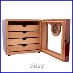 Large Capacity Cigar Humidor Box Cigar Container Case with Hygrometer Display