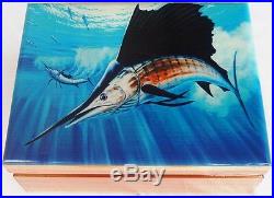 Large Cigar Box With Painted Sailfish One Of A Kind Beautiful L@@k