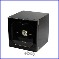 Large Cigar Humidor Humidifier Cedar Wooden Lined Case Box with Hygrometer Black