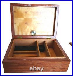 Large Handcrafted Rectangle Wooden Desk Humidor Box 14.5 by 10 / Brown