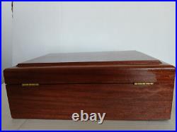 Large Handcrafted Rectangle Wooden Desk Humidor Box 14.5 by 10 / Brown