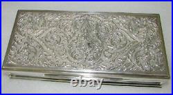 Large Siam Sterling Silver Repousse Table Box Humidor Five Deities Signed