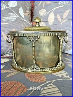 Large Vintage Ornate Neoclassical Brass Humidor Tobacco Designer Snuff Stash Box