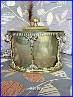 Large Vintage Ornate Neoclassical Brass Humidor Tobacco Designer Snuff Stash Box