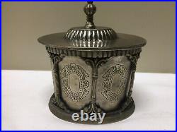 Large Vintage Ornate Neoclassical Silver Plate Humidor Tobacco Snuff Stash Box