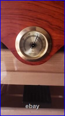 Large Wooden Cigar Humidor Storage Box w Glass Panels Hygrometer Gauge 19 x 13