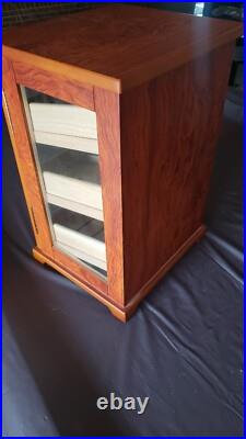Large Wooden Cigar Humidor Storage Box w Glass Panels Hygrometer Gauge 19 x 13