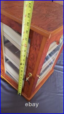 Large Wooden Cigar Humidor Storage Box w Glass Panels Hygrometer Gauge 19 x 13