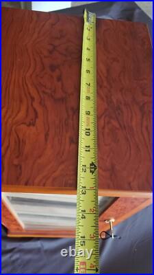 Large Wooden Cigar Humidor Storage Box w Glass Panels Hygrometer Gauge 19 x 13